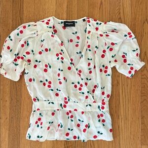 The Kooples White Cherry Patterned Blouse